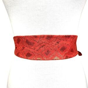 ADA Collection Naomi Argentinean OS Coral Leather Metallic Snakeskin Wrap Belt